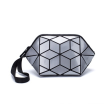 Trendy Travel Makeup Bag Ladies Dumpling Cosmetic Case Bag Custom Geometric Leather Women Zipper Make Up Bag